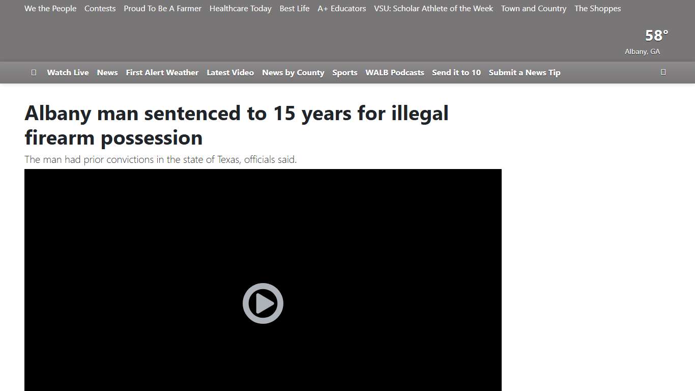 Albany man sentenced to 15 years for illegal firearm possession